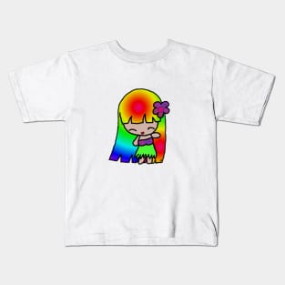 Kawaii Rainbow Hula Girl Kids T-Shirt